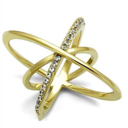 TK3109 - IP Gold(Ion Plating) Stainless Steel Ring with AAA Grade CZ in Clear - Alamode - Flyclothing LLC