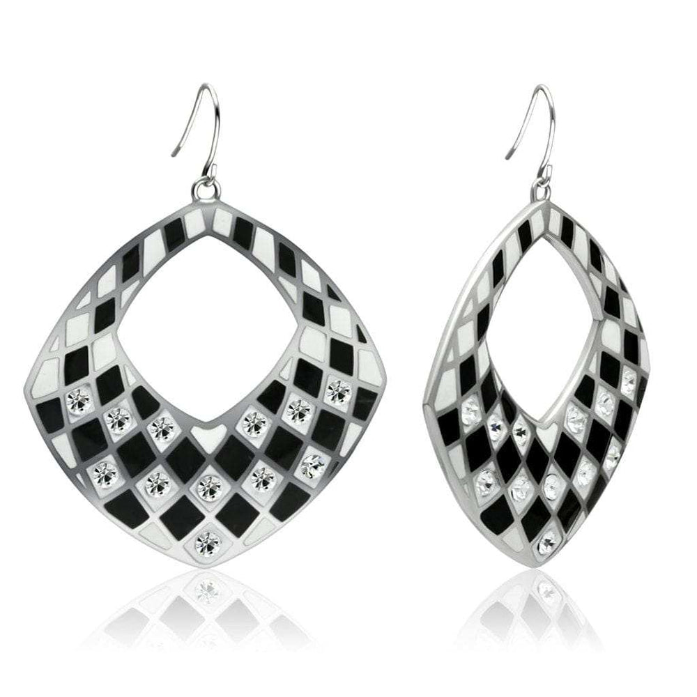 TK310 - High polished (no plating) Stainless Steel Earrings with Top Grade Crystal in Clear - Alamode - Flyclothing LLC