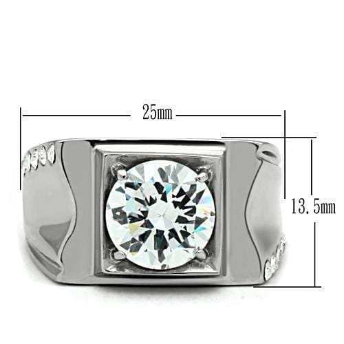 TK311 - High polished (no plating) Stainless Steel Ring with AAA Grade CZ in Clear - Alamode - Flyclothing LLC