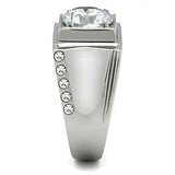 TK311 - High polished (no plating) Stainless Steel Ring with AAA Grade CZ in Clear - Alamode - Flyclothing LLC