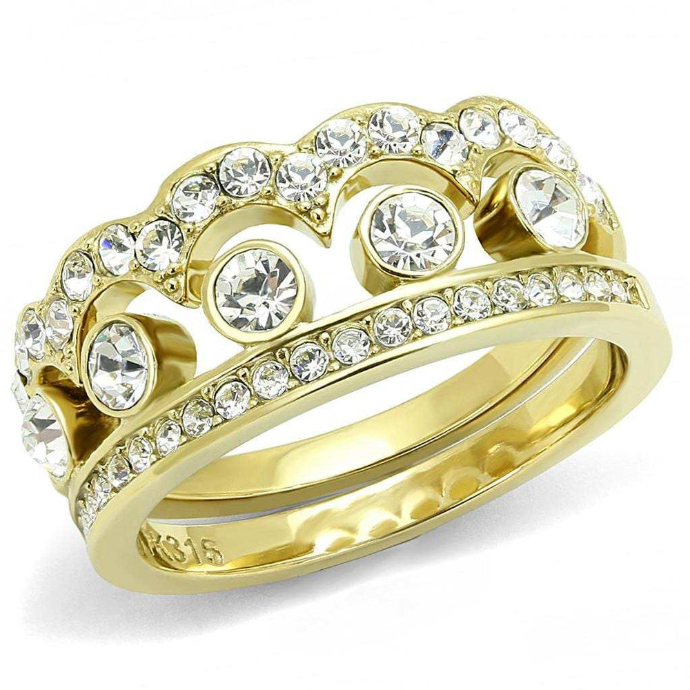 TK3123 - IP Gold(Ion Plating) Stainless Steel Ring with Top Grade Crystal in Clear - Alamode - Flyclothing LLC