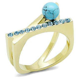 TK3130 - IP Gold(Ion Plating) Stainless Steel Ring with Synthetic Turquoise in Turquoise - Alamode - Flyclothing LLC