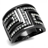 TK3134 - IP Light Black (IP Gun) Stainless Steel Ring with Top Grade Crystal in Clear - Alamode - Flyclothing LLC