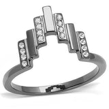 TK3135 - IP Light Black (IP Gun) Stainless Steel Ring with Top Grade Crystal in Clear - Alamode - Flyclothing LLC