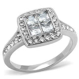 TK3137 - High polished (no plating) Stainless Steel Ring with AAA Grade CZ in Clear - Alamode - Flyclothing LLC