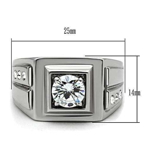TK313 - High polished (no plating) Stainless Steel Ring with AAA Grade CZ in Clear - Alamode - Flyclothing LLC