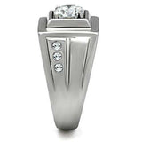 TK313 - High polished (no plating) Stainless Steel Ring with AAA Grade CZ in Clear - Alamode - Flyclothing LLC