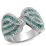 TK3142 - High polished (no plating) Stainless Steel Ring with Top Grade Crystal in Emerald - Alamode - Flyclothing LLC