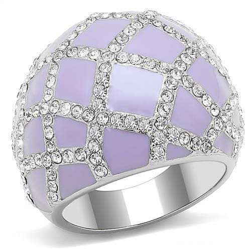 TK3143 - High polished (no plating) Stainless Steel Ring with Top Grade Crystal in Clear - Alamode - Flyclothing LLC