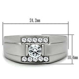 TK314 - High polished (no plating) Stainless Steel Ring with AAA Grade CZ in Clear - Alamode - Flyclothing LLC