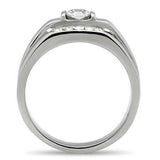 TK314 - High polished (no plating) Stainless Steel Ring with AAA Grade CZ in Clear - Alamode - Flyclothing LLC
