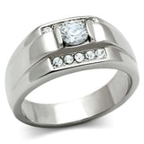 TK314 - High polished (no plating) Stainless Steel Ring with AAA Grade CZ in Clear - Alamode - Flyclothing LLC