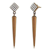 TK3158 - IP Coffee light Stainless Steel Earrings with AAA Grade CZ in Clear - Alamode - Flyclothing LLC