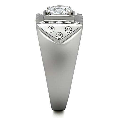 TK315 - High polished (no plating) Stainless Steel Ring with AAA Grade CZ in Clear - Alamode - Flyclothing LLC