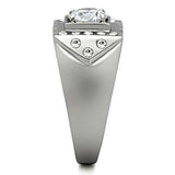 TK315 - High polished (no plating) Stainless Steel Ring with AAA Grade CZ in Clear - Alamode - Flyclothing LLC