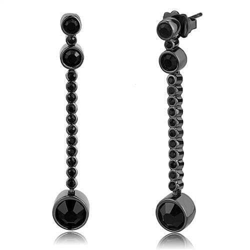 TK3162 - IP Light Black (IP Gun) Stainless Steel Earrings with Top Grade Crystal in Jet - Alamode - Flyclothing LLC