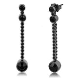 TK3162 - IP Light Black (IP Gun) Stainless Steel Earrings with Top Grade Crystal in Jet - Alamode - Flyclothing LLC