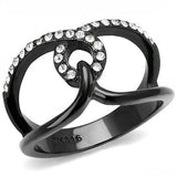 TK3166 - IP Black(Ion Plating) Stainless Steel Ring with Top Grade Crystal in Clear - Alamode - Flyclothing LLC