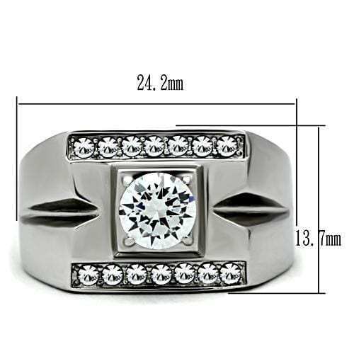 TK316 - High polished (no plating) Stainless Steel Ring with AAA Grade CZ in Clear - Alamode - Flyclothing LLC