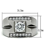 TK316 - High polished (no plating) Stainless Steel Ring with AAA Grade CZ in Clear - Alamode - Flyclothing LLC
