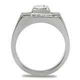 TK316 - High polished (no plating) Stainless Steel Ring with AAA Grade CZ in Clear - Alamode - Flyclothing LLC