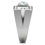 TK316 - High polished (no plating) Stainless Steel Ring with AAA Grade CZ in Clear - Alamode - Flyclothing LLC