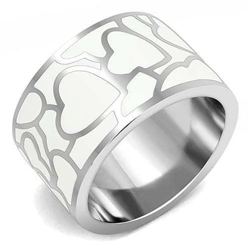 TK3172 - High polished (no plating) Stainless Steel Ring with Epoxy in White - Alamode - Flyclothing LLC