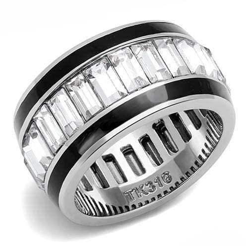TK3173 - High polished (no plating) Stainless Steel Ring with Top Grade Crystal in Clear - Alamode - Flyclothing LLC