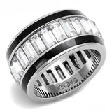 TK3173 - High polished (no plating) Stainless Steel Ring with Top Grade Crystal in Clear - Alamode - Flyclothing LLC