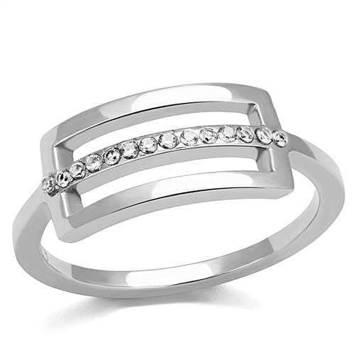 TK3177 - High polished (no plating) Stainless Steel Ring with AAA Grade CZ in Clear - Alamode - Flyclothing LLC