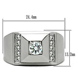 TK317 - High polished (no plating) Stainless Steel Ring with AAA Grade CZ in Clear - Alamode - Flyclothing LLC