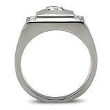 TK317 - High polished (no plating) Stainless Steel Ring with AAA Grade CZ in Clear - Alamode - Flyclothing LLC