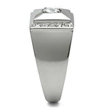 TK317 - High polished (no plating) Stainless Steel Ring with AAA Grade CZ in Clear - Alamode - Flyclothing LLC