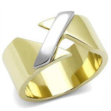 TK3184 - Two-Tone IP Gold (Ion Plating) Stainless Steel Ring with No Stone - Alamode - Flyclothing LLC