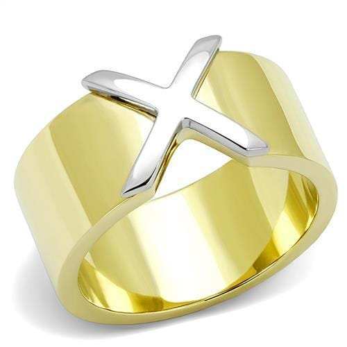 TK3185 - Two-Tone IP Gold (Ion Plating) Stainless Steel Ring with No Stone - Alamode - Flyclothing LLC