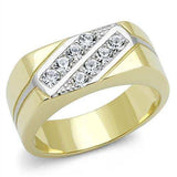 TK3186 - Two-Tone IP Gold (Ion Plating) Stainless Steel Ring with Top Grade Crystal in Clear - Alamode - Flyclothing LLC