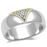 TK3187 - Two-Tone IP Gold (Ion Plating) Stainless Steel Ring with AAA Grade CZ in Clear - Alamode - Flyclothing LLC