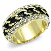 TK3196 - IP Gold(Ion Plating) Stainless Steel Ring with Top Grade Crystal in Clear - Alamode - Flyclothing LLC