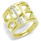 TK3198 - IP Gold(Ion Plating) Stainless Steel Ring with Top Grade Crystal in Clear - Alamode - Flyclothing LLC