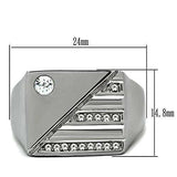 TK319 - High polished (no plating) Stainless Steel Ring with Top Grade Crystal in Clear - Alamode - Flyclothing LLC