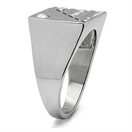 TK319 - High polished (no plating) Stainless Steel Ring with Top Grade Crystal in Clear - Alamode - Flyclothing LLC