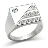 TK319 - High polished (no plating) Stainless Steel Ring with Top Grade Crystal in Clear - Alamode - Flyclothing LLC