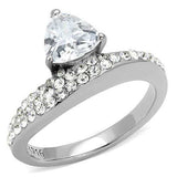 TK3207 - High polished (no plating) Stainless Steel Ring with AAA Grade CZ in Clear - Alamode - Flyclothing LLC