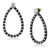 TK3215 - IP Gold+ IP Black (Ion Plating) Stainless Steel Earrings with AAA Grade CZ in Clear - Alamode - Flyclothing LLC