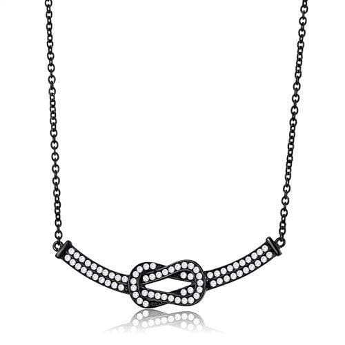 TK3219 - IP Black(Ion Plating) Stainless Steel Chain Pendant with AAA Grade CZ in Clear - Alamode - Flyclothing LLC