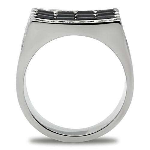 TK321 - High polished (no plating) Stainless Steel Ring with Top Grade Crystal in Jet - Alamode - Flyclothing LLC