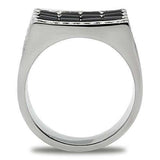 TK321 - High polished (no plating) Stainless Steel Ring with Top Grade Crystal in Jet - Alamode - Flyclothing LLC