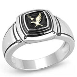 TK3226 - Two-Tone IP Gold (Ion Plating) Stainless Steel Ring with Epoxy in Jet - Alamode - Flyclothing LLC