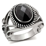 TK322 - High polished (no plating) Stainless Steel Ring with AAA Grade CZ in Black Diamond - Alamode - Flyclothing LLC