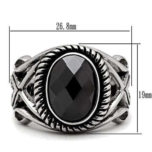 TK322 - High polished (no plating) Stainless Steel Ring with AAA Grade CZ in Black Diamond - Alamode - Flyclothing LLC